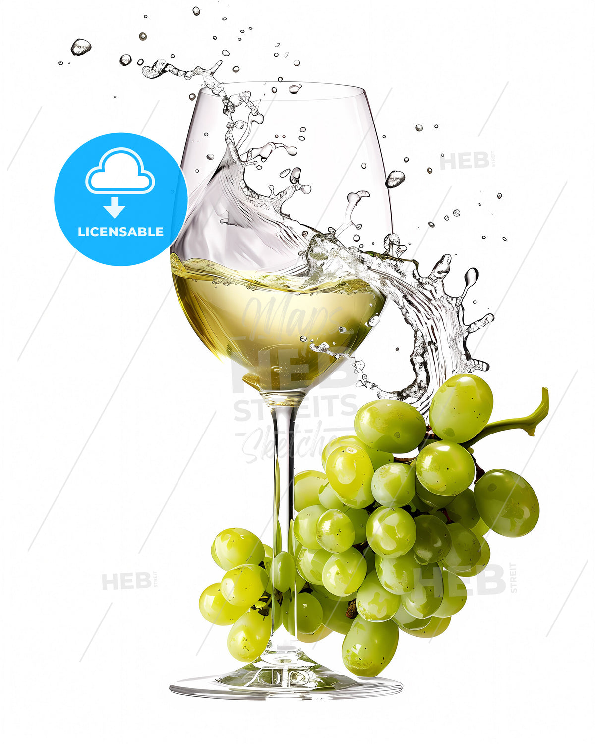 Vibrant Wine Glass and Grapes Painting - Artistic Print for Wall Art and Home Decor