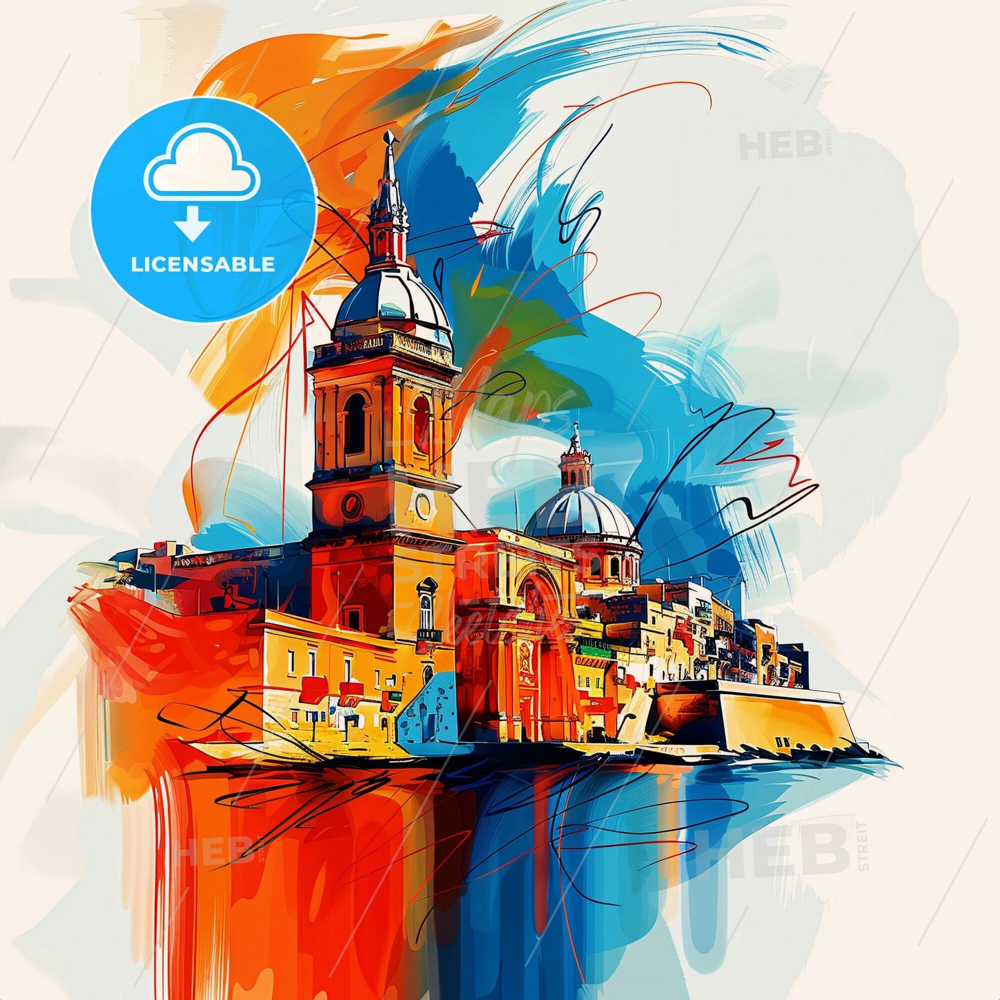 Vibrant Żejtun, Malta - A Colorful Painting Of A Building