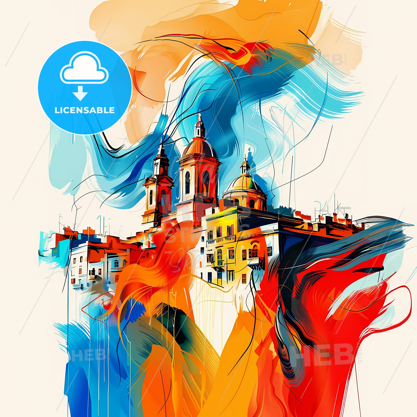 Vibrant Żejtun, Malta - A Painting Of A Building With Colorful Paint