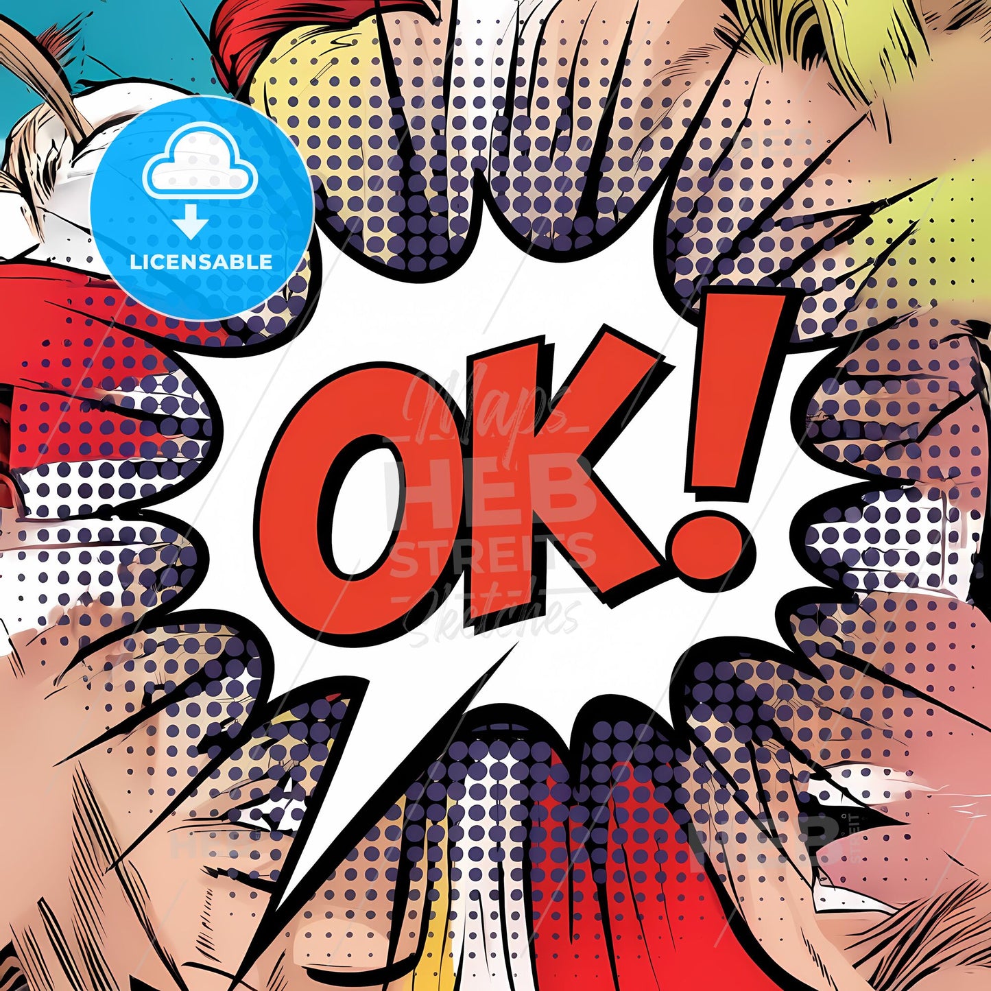 Electrifying 'OK!' Burst: A Vibrant Comic Dialogue Explosion