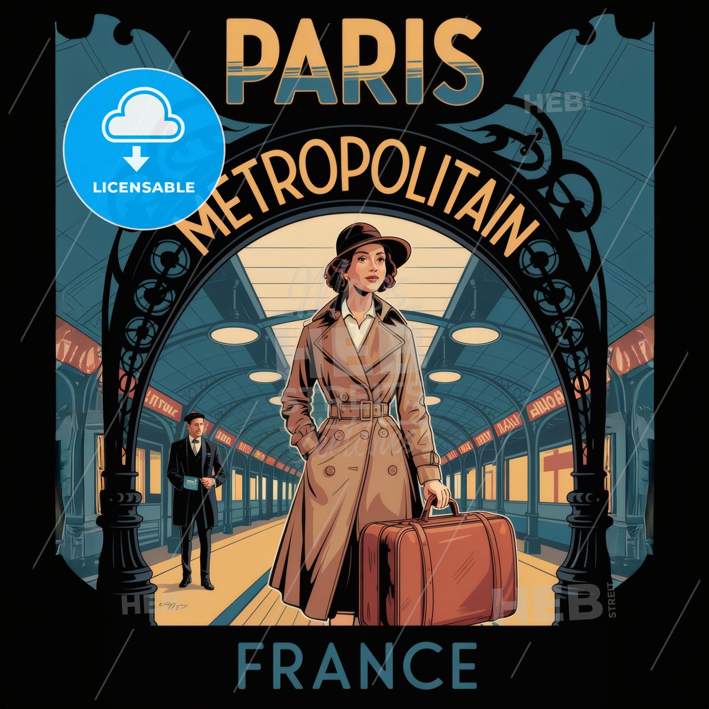 Elegant Art Nouveau Paris Travel Poster: Timeless Vintage Charm & Style