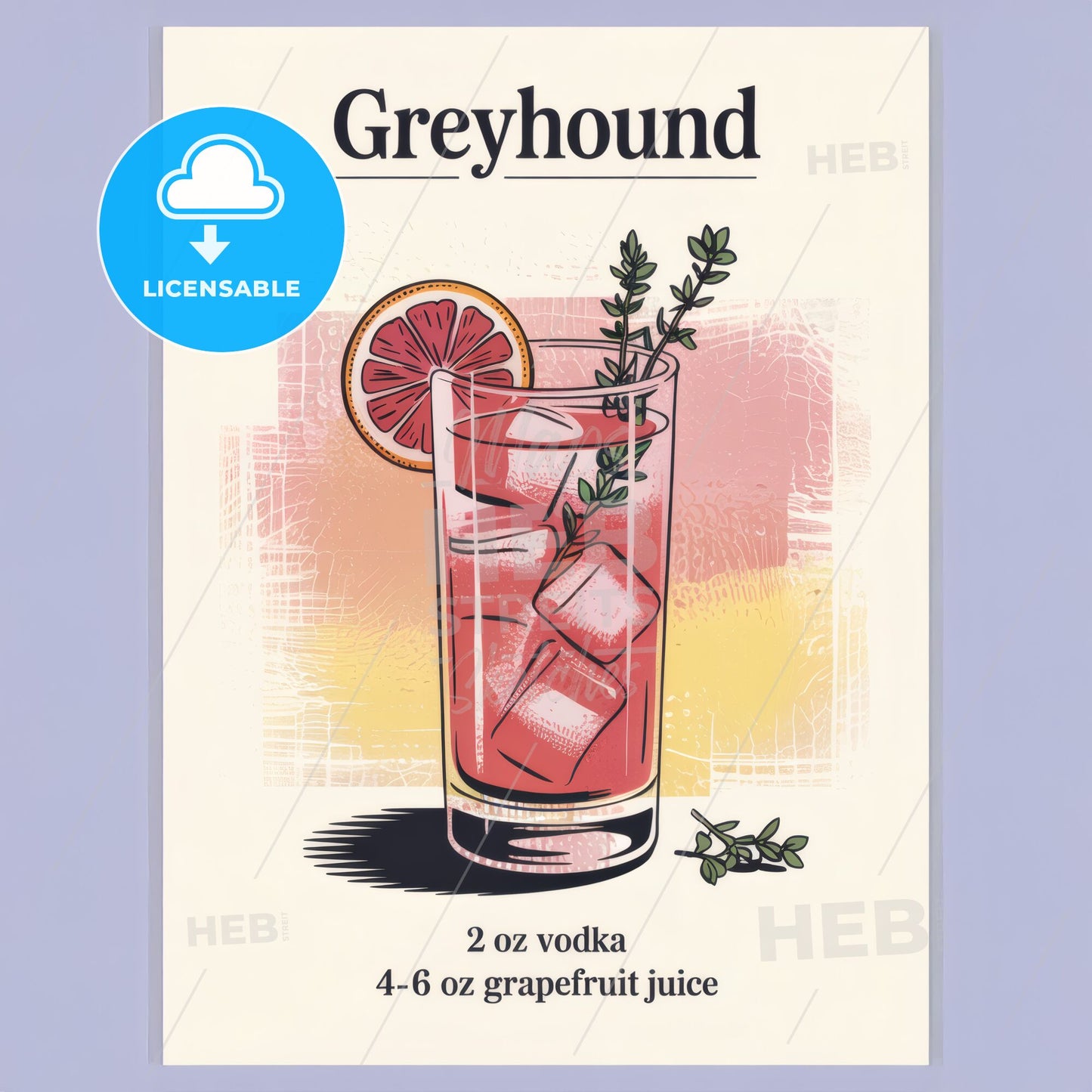 Elegant GREYHOUND Cocktail Recipe Print: Stylish Art for Home Bar Décor