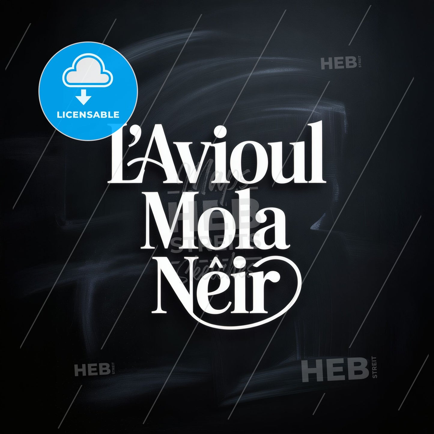 Elegant Typography on Chalkboard Background: L'Avioul Mola Nêir Design Concept for Creative Projects.