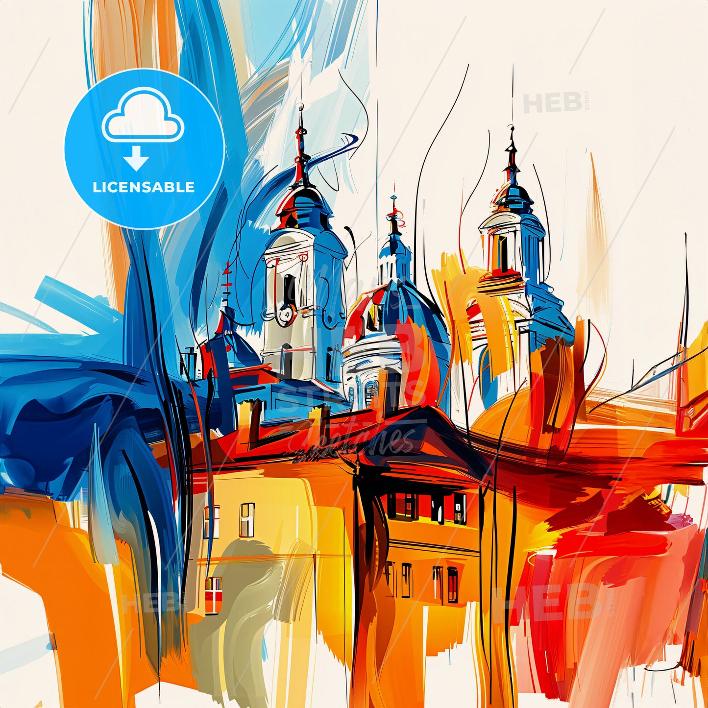 Vibrant Elk Grove, California - A Painting Of A Building With A Dome Shaped Roof