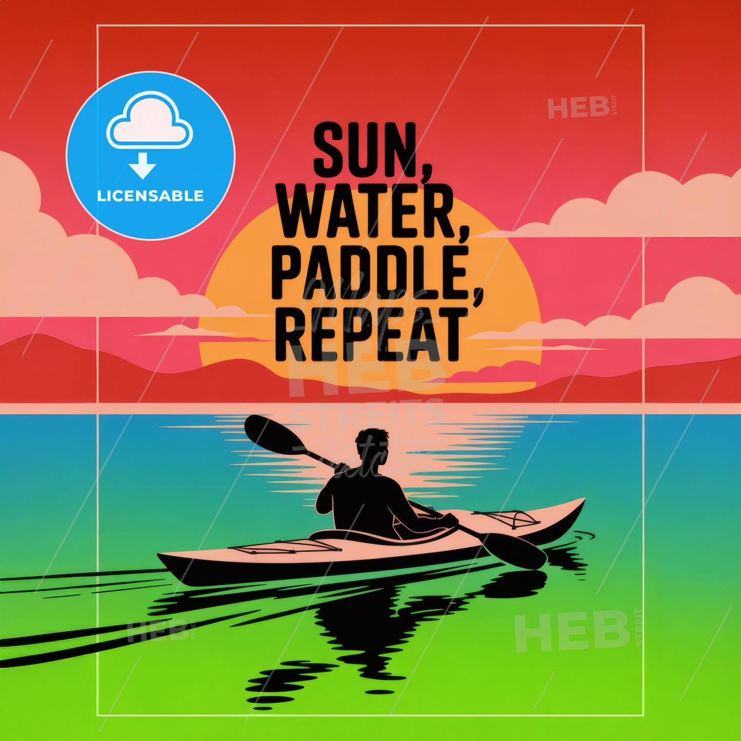 Embrace Adventure: Kayaking at Sunset with a Mindful Mantra of Sun, Water, Paddle, Repeat.