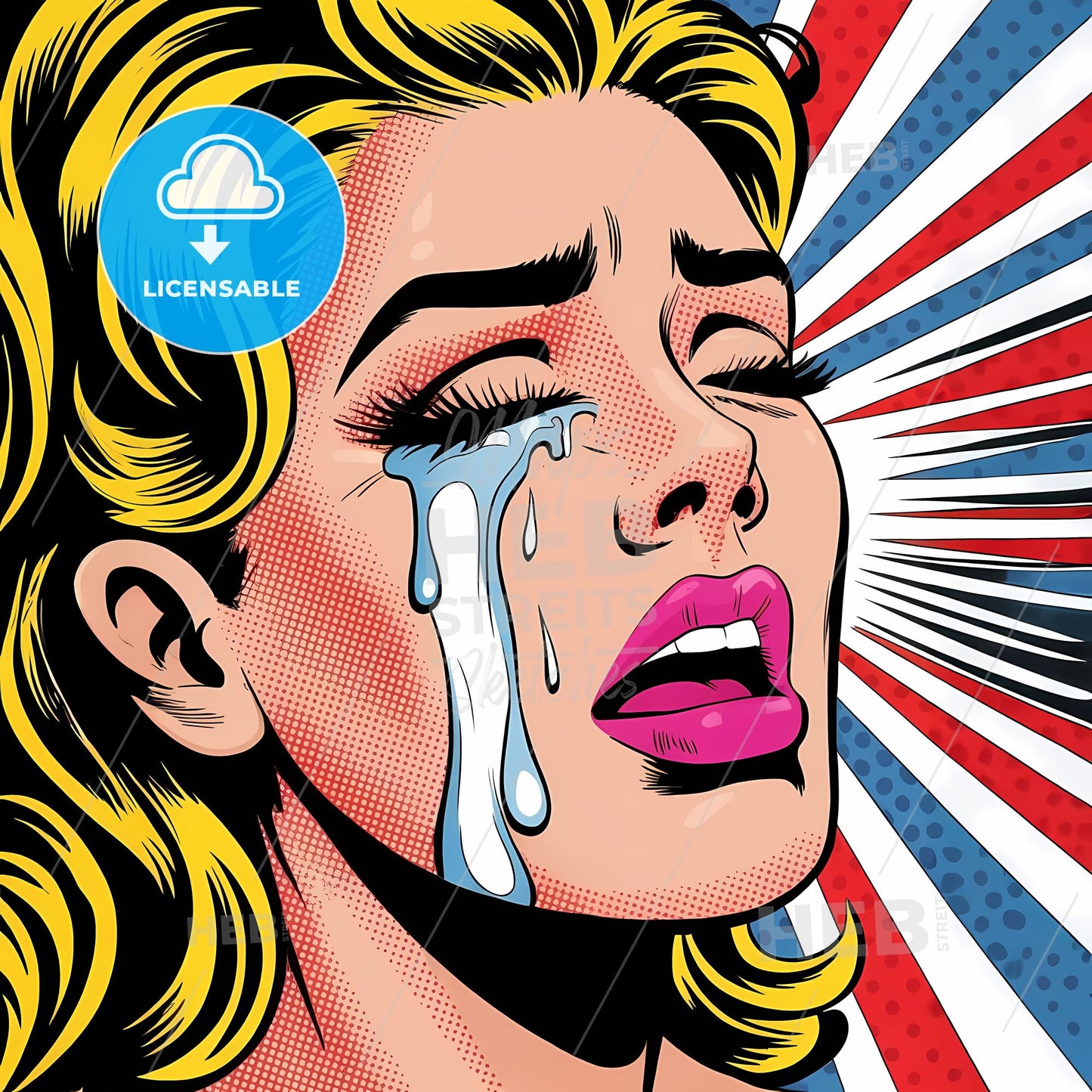 Emotional Echoes: A Bold Pop Art Profile of Sorrow and Color