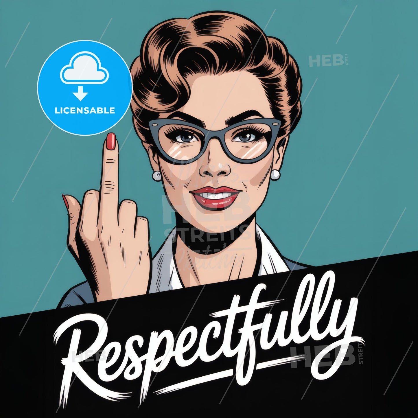 Empowered Woman Expressing Attitude with a Bold Gesture and Confident Smile Against a Vibrant Background.