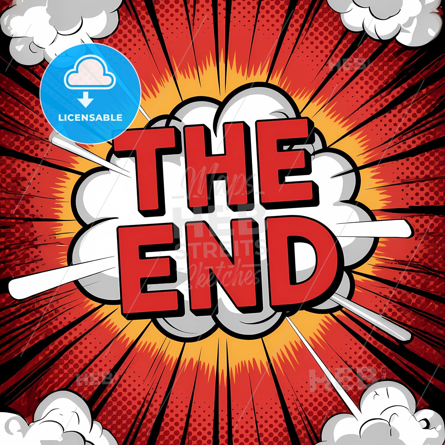 Epic Finale: Comic Book Style THE END in Bold Sunburst Adventure!