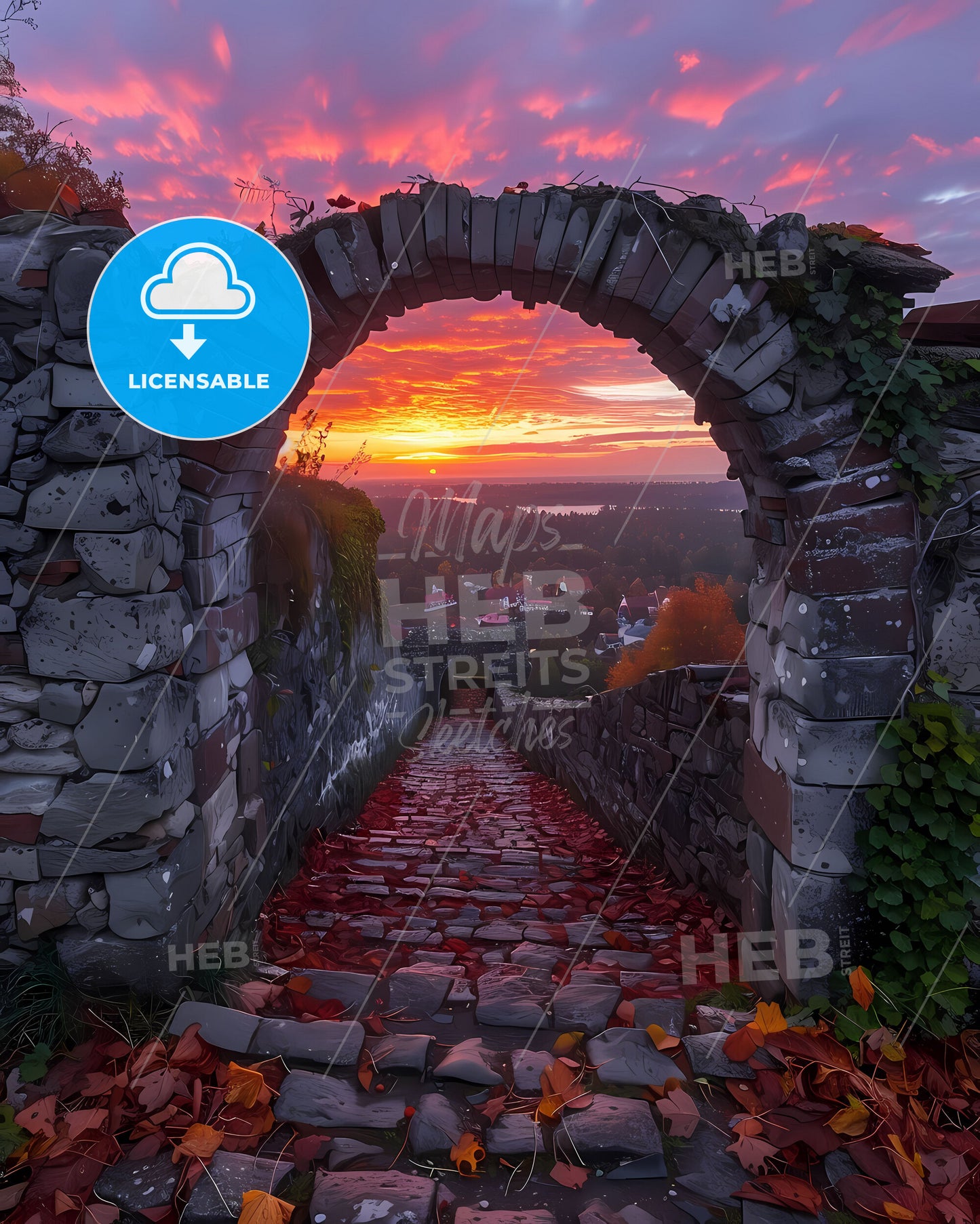 Estonia Europe Stone Archway City Painting Art Artistic Abstract