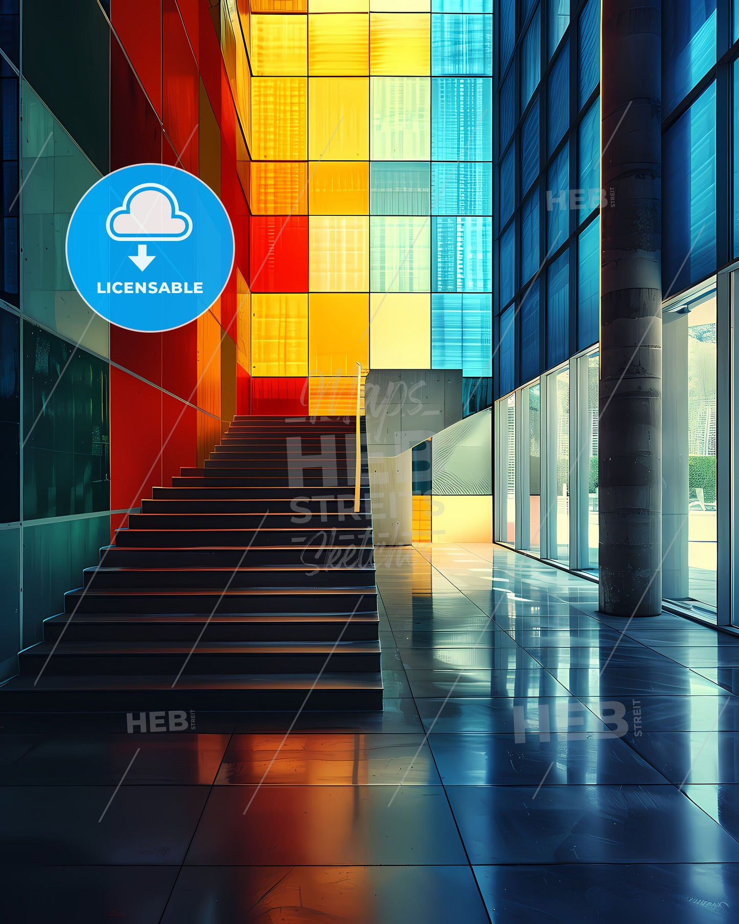 Vibrant Architectural Color Palette Symbolizes Mid-Project Transformative Design Decisions: Art-Focused Staircase Painting