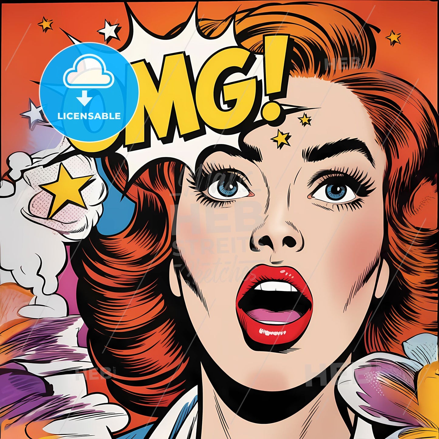 Exaggerated Shock: A Vibrant Pop Art Expressionburst