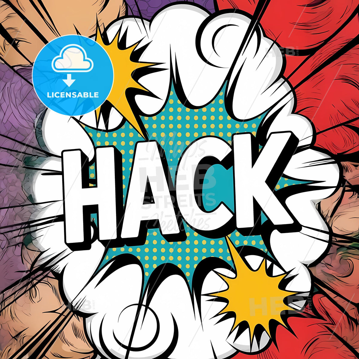 Explosive HACK: Bold Comic Burst with Dynamic Energy