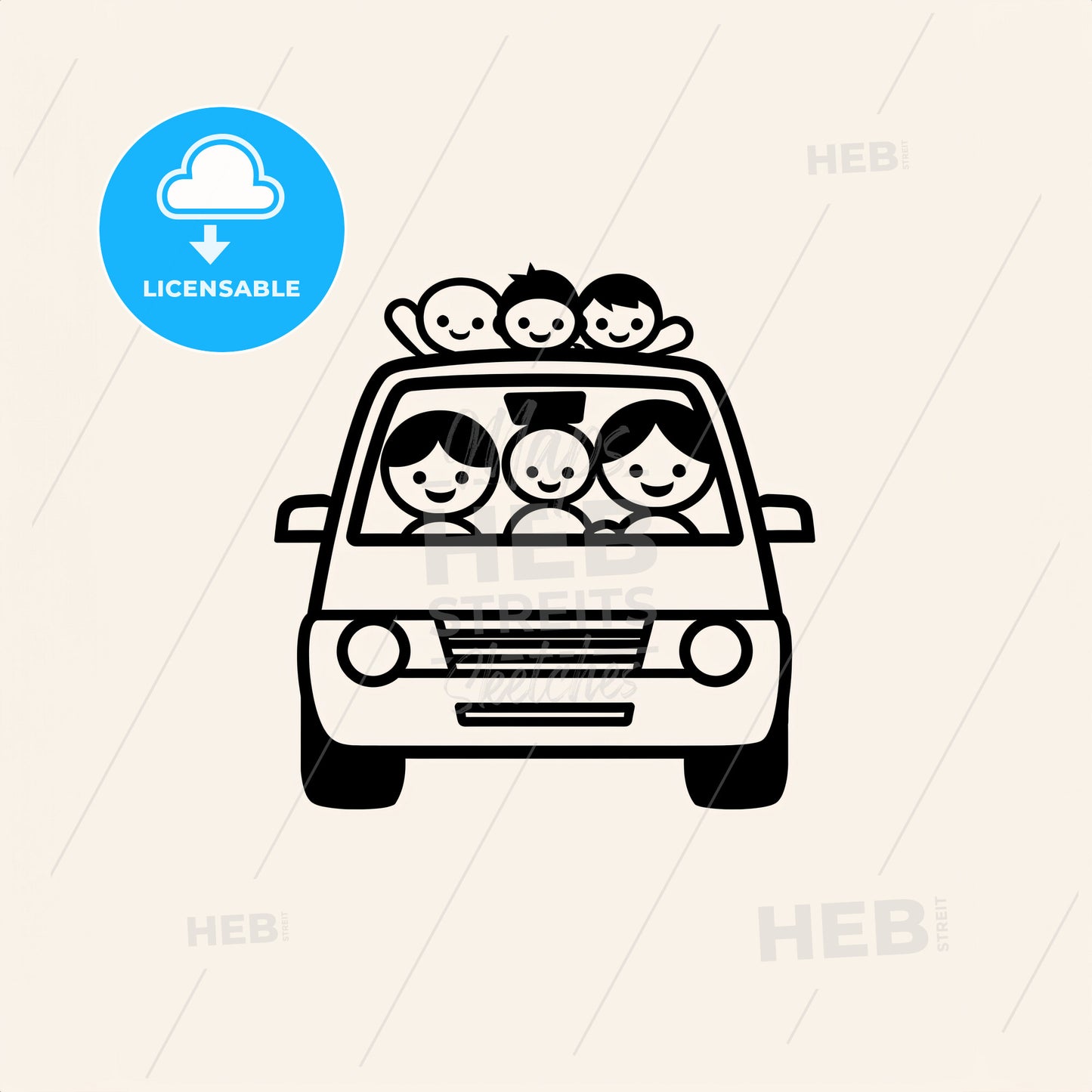 Family Car - A Car With People In The Back