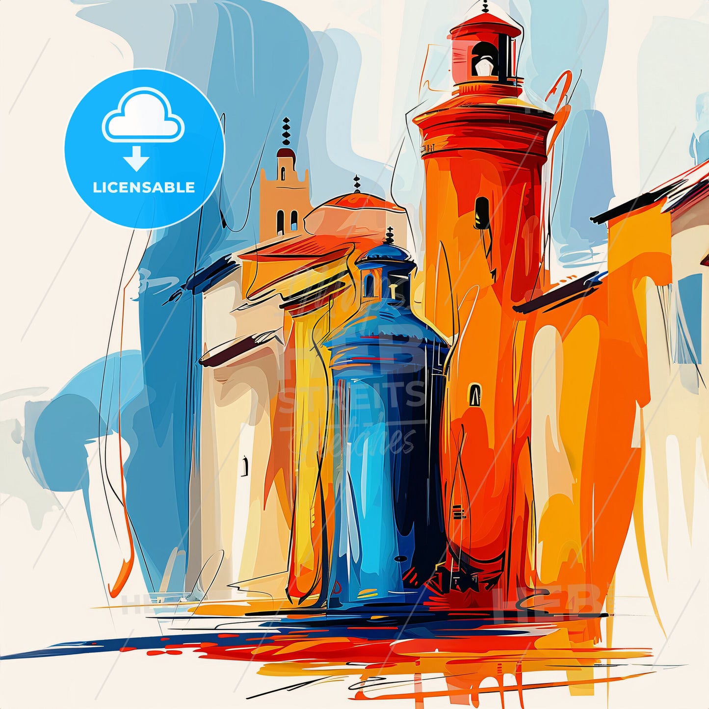 Vibrant Fes, Morocco - A Painting Of A Building