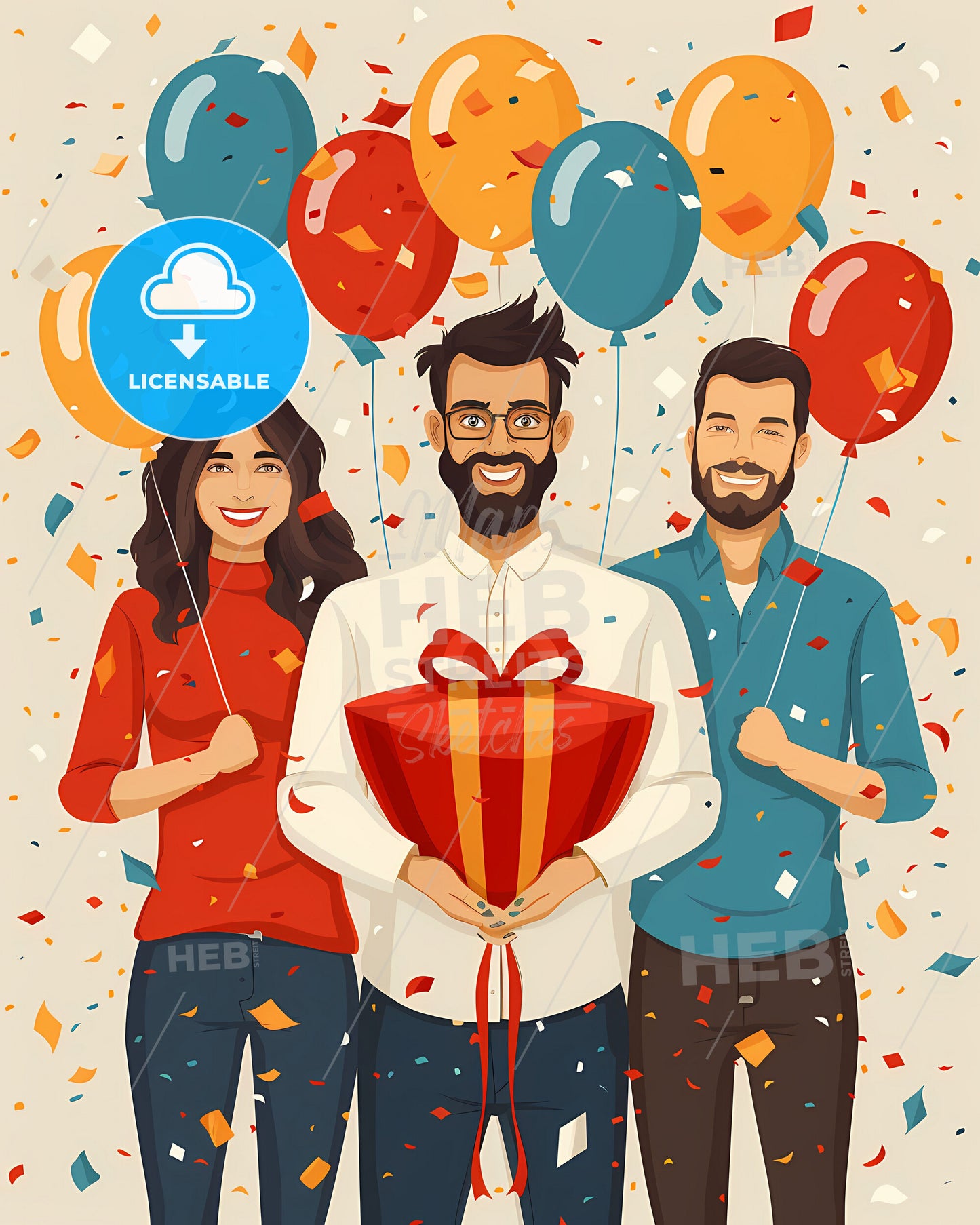 Vibrant Artistic Background for Friendship Day Celebration with People Holding Gift