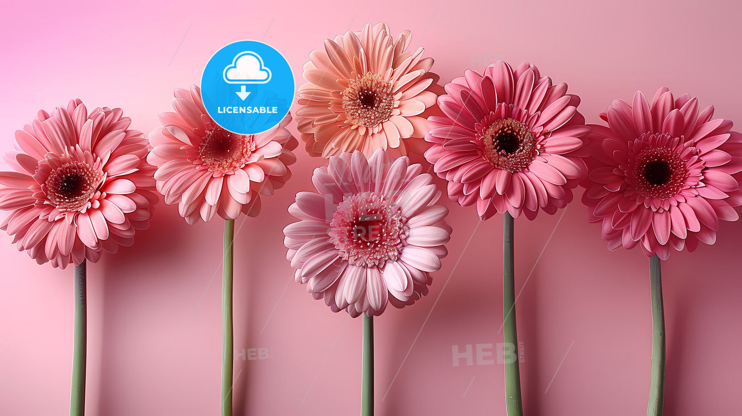Vibrant Abstract Painting of Pink and Orange Flowers with Negative Space for Text