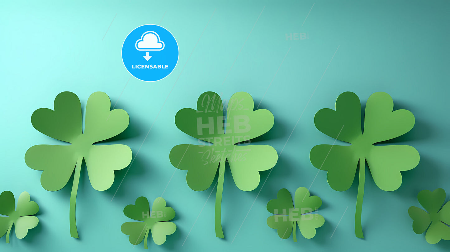 St Patrick's Day Irish symbols watercolor art painting green clovers lucky charm