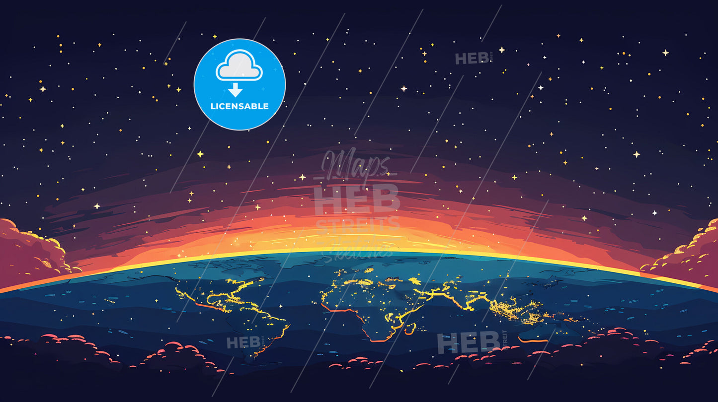 Vibrant World Healthcare Night Map Art: Flat World Healthcare Day Background with Art Focus