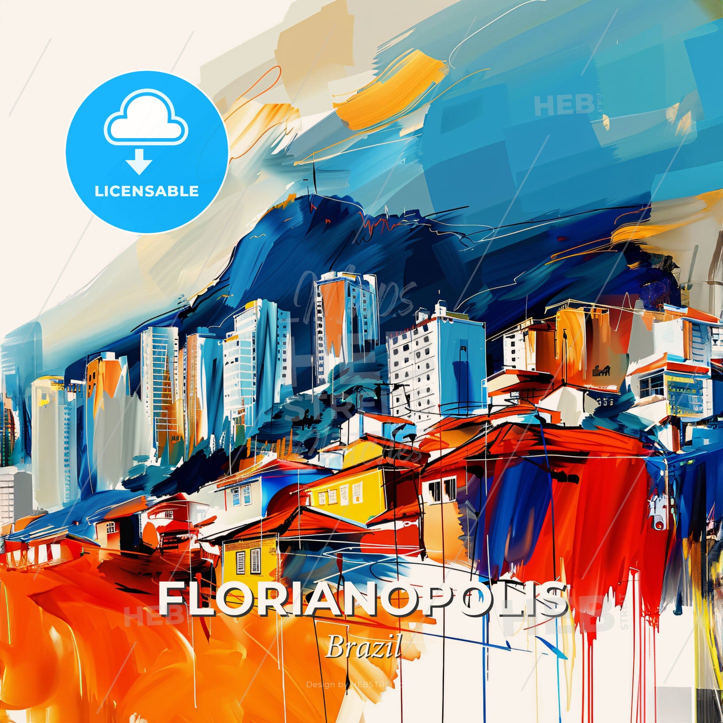 Vibrant Florianopolis, Brazil - A Painting Of A City - Square format print template