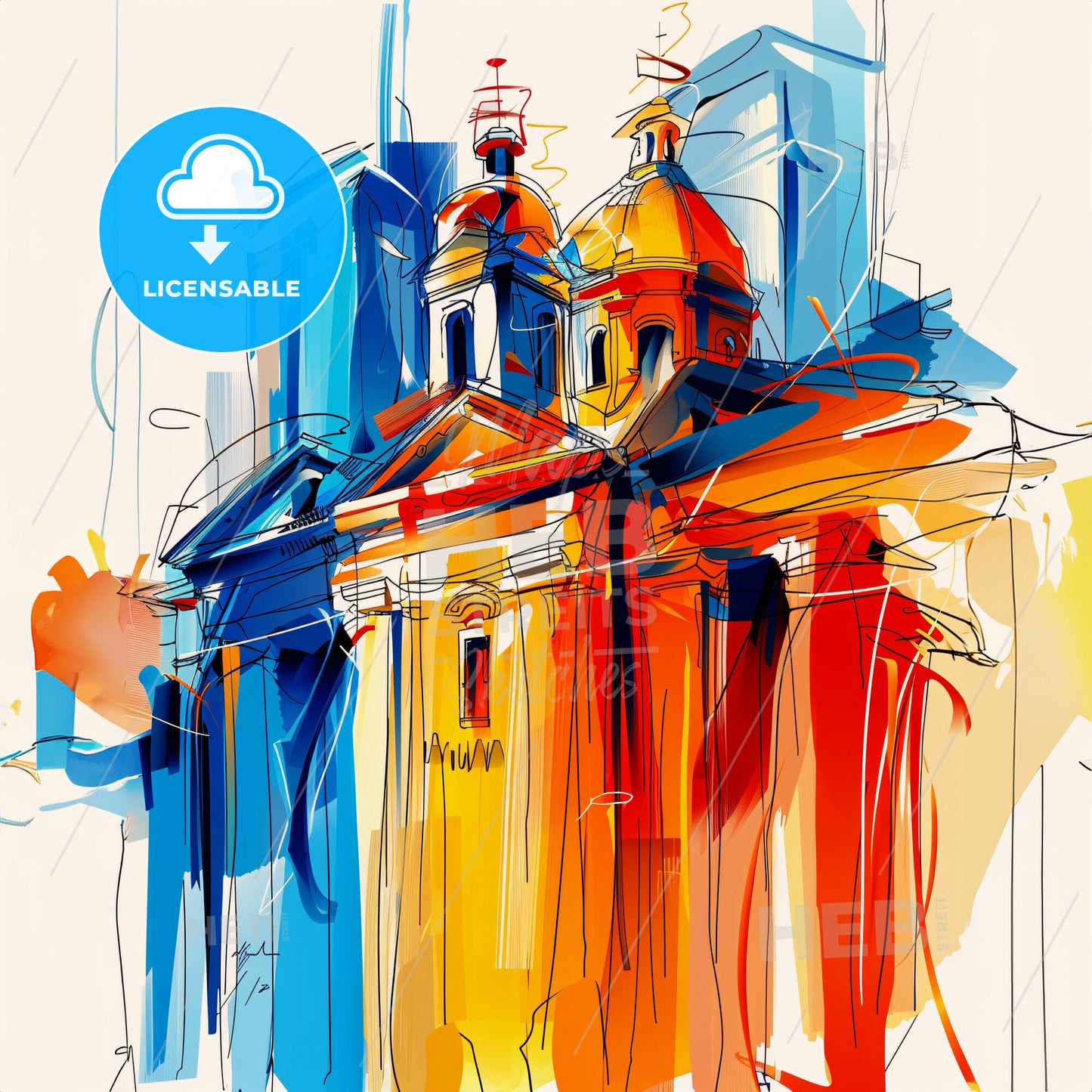 Vibrant Foz Do Iguacu, Brazil - A Colorful Drawing Of A Building