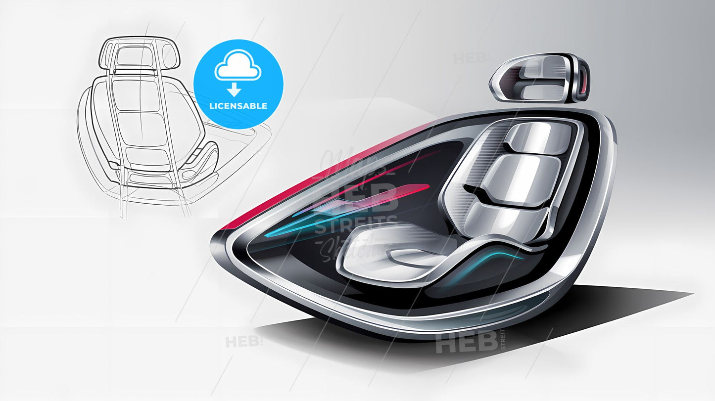 Futuristic Ergonomic Car Seat Design: Sleek Elegance in Technical Perspective