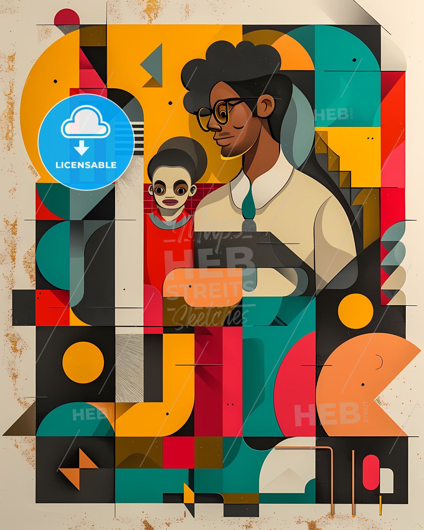 Abstract Art Depicting the Onboarding Process: Journey of a New Employee in a Vibrant, Colorful Environment