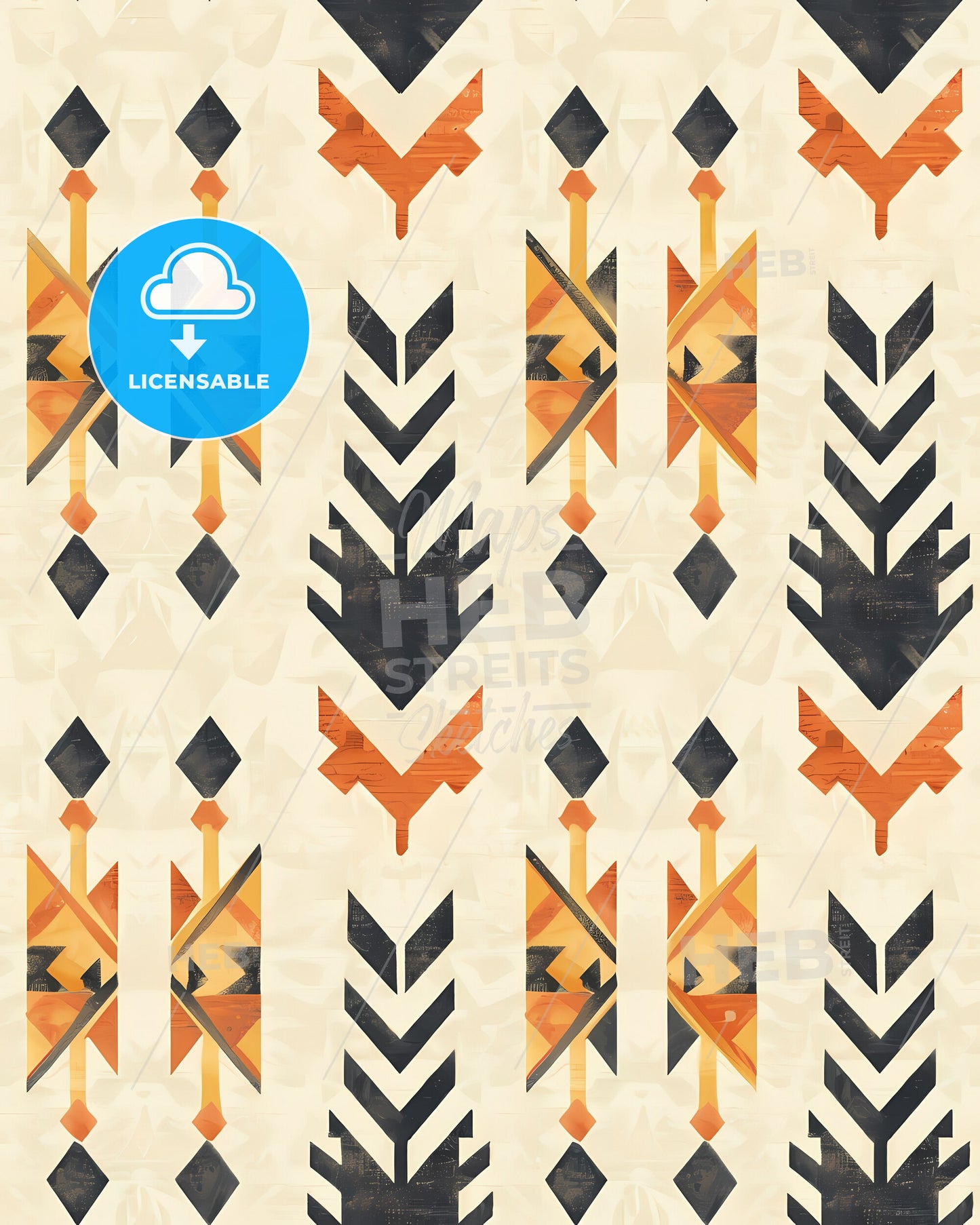 Art deco Navajo arrowhead pattern: Contemporary minimalist geometric shapes seamless painting