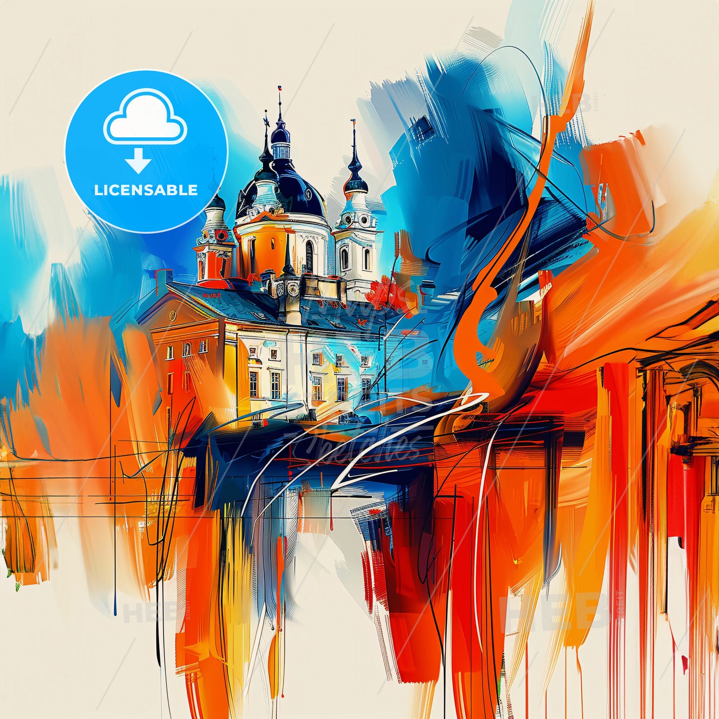 Vibrant Gillingham, England - A Painting Of A Building With A Colorful Background