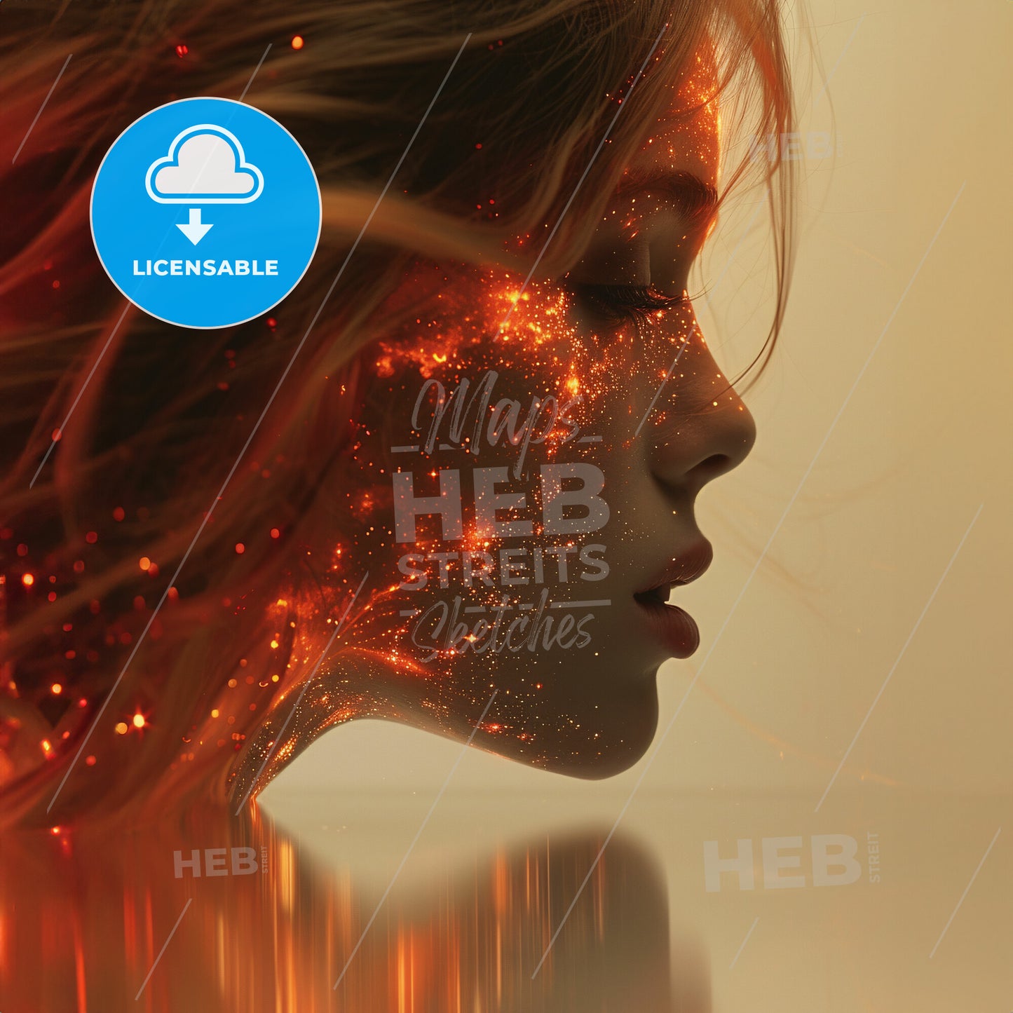 Gravitational Pull: The Weight of Ideas - A womans profile with glowing skin