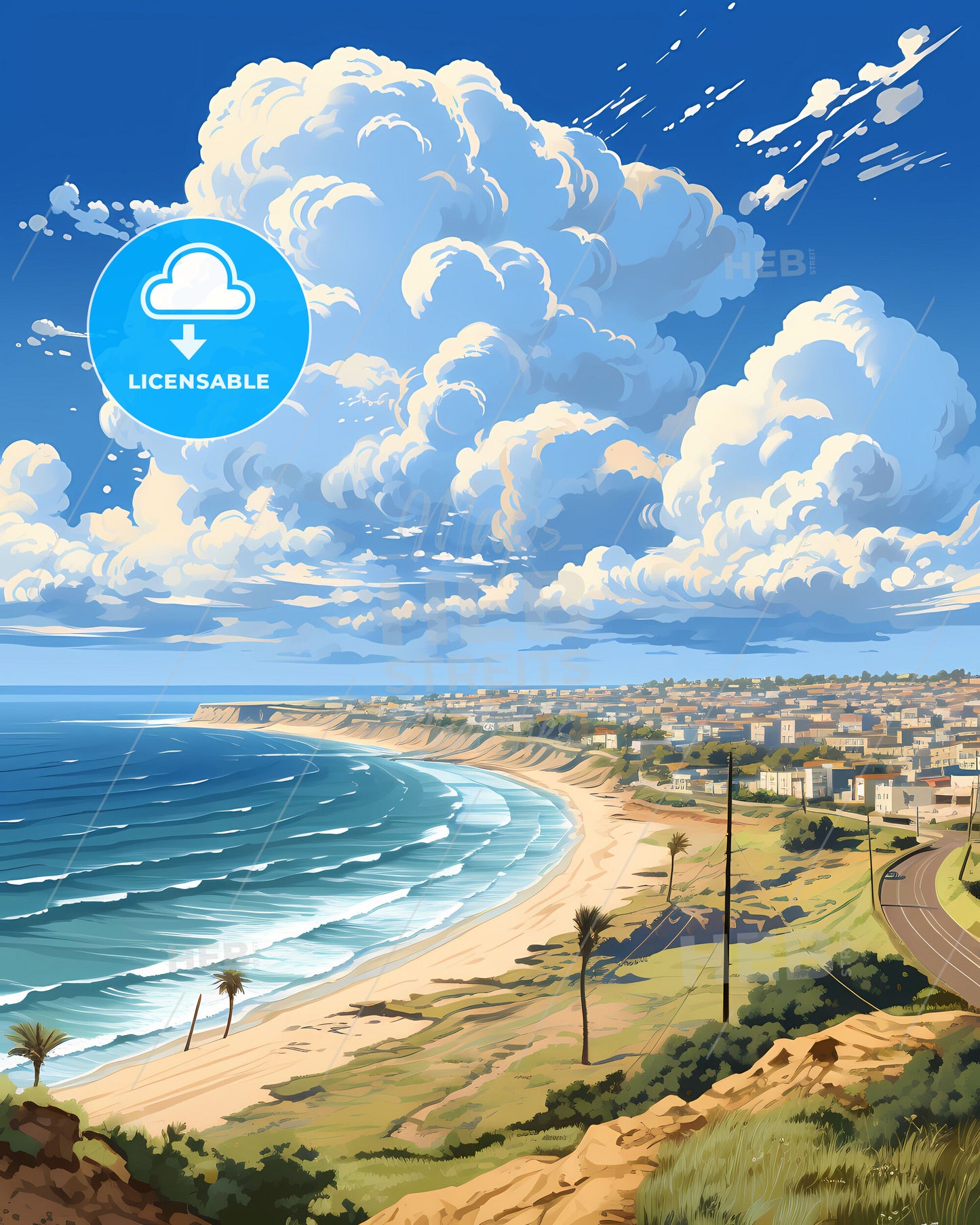 Vibrant Beachside Skyline of Herzliya Israel - Art Deco Architecture and Stunning Shoreline