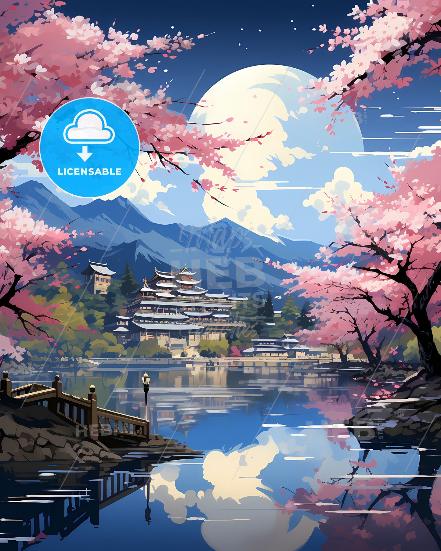 Homs Syria Cityscape Painting Art Lake Skyline Building Mountains Vibrant Landscape