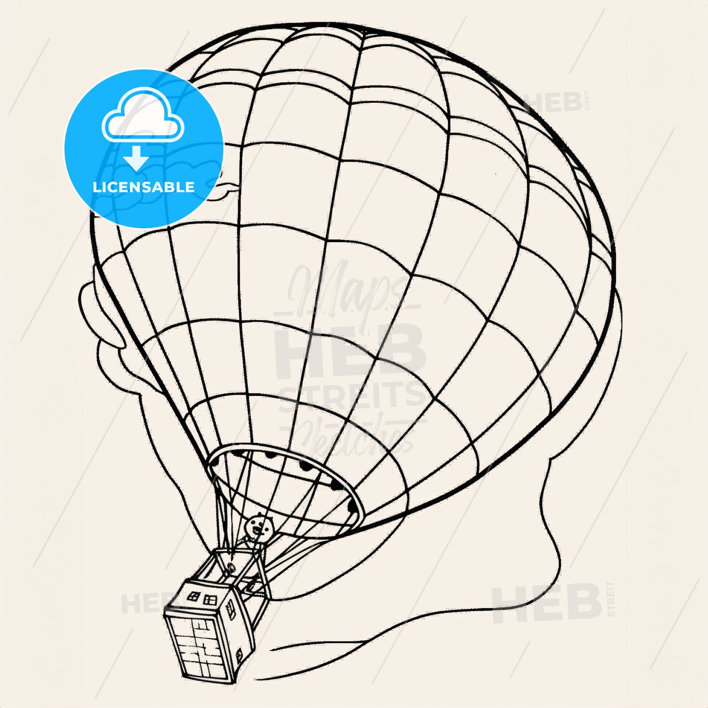 Hot Air Balloon - A Hot Air Balloon With A Box
