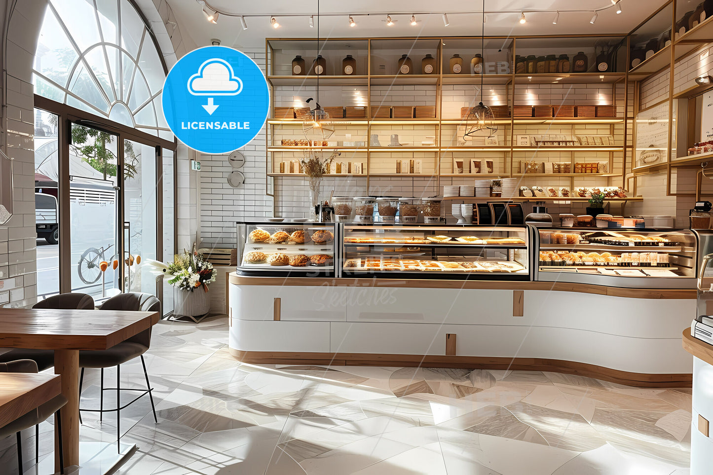 Vibrant Bakery Artwork: Industrial Design, Modern Bright Interior, Glass Display Case, Interior Decor, Commercial Space, Wall Art