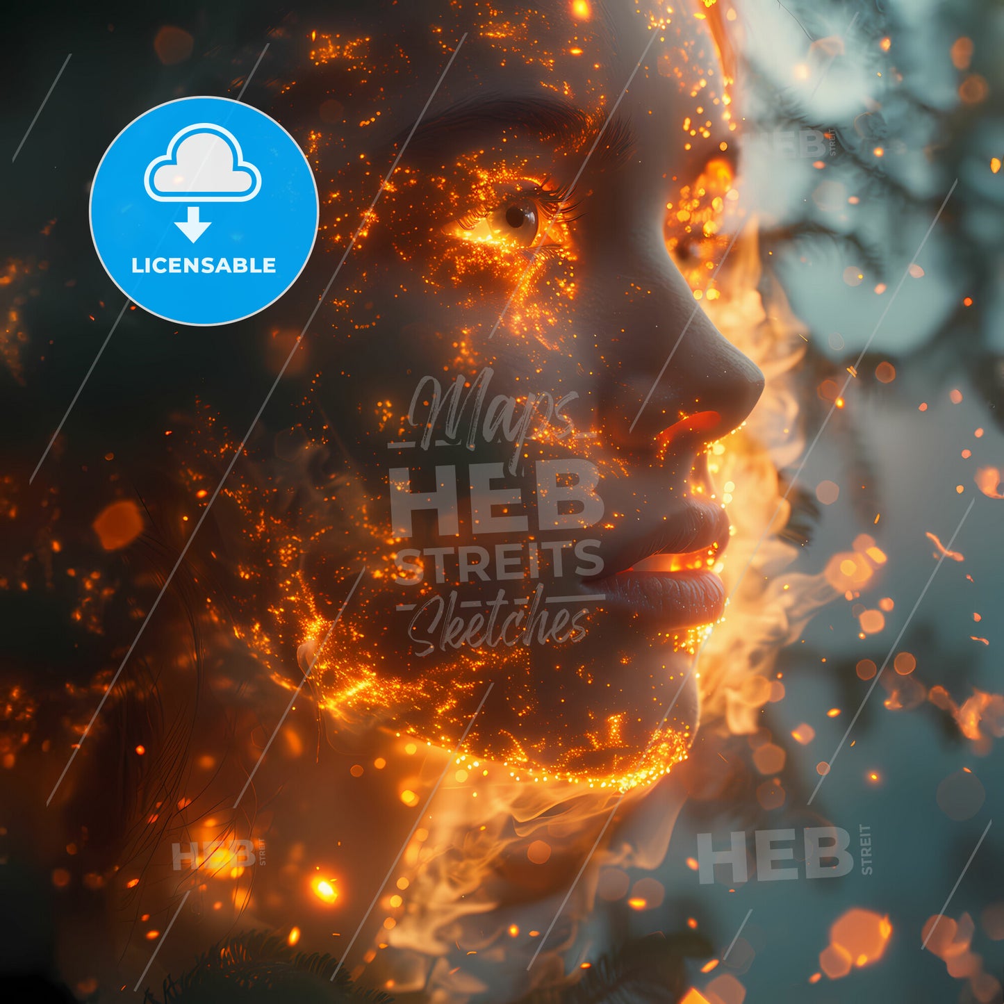 Human Capital: The Essence of Enterprise - A womans face with fire