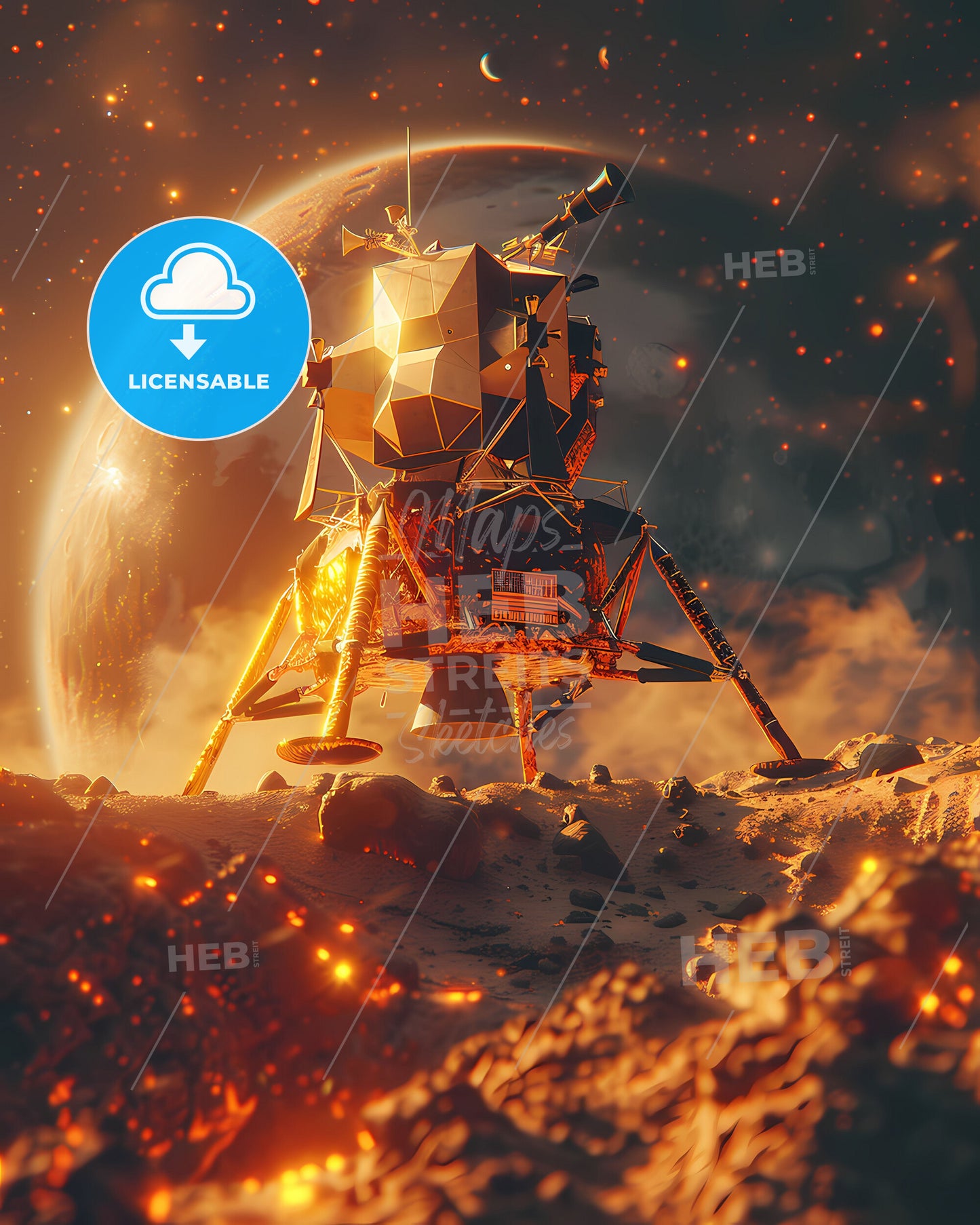 Impressionist Lunar Liftoff: A Cinematic Space Odyssey of Apollo 11 on the Moon