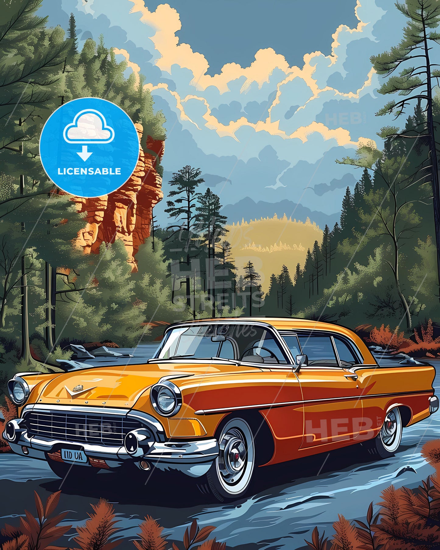 Kentucky Woods Road Car Painting Art Scenic Nature Landscape Photography