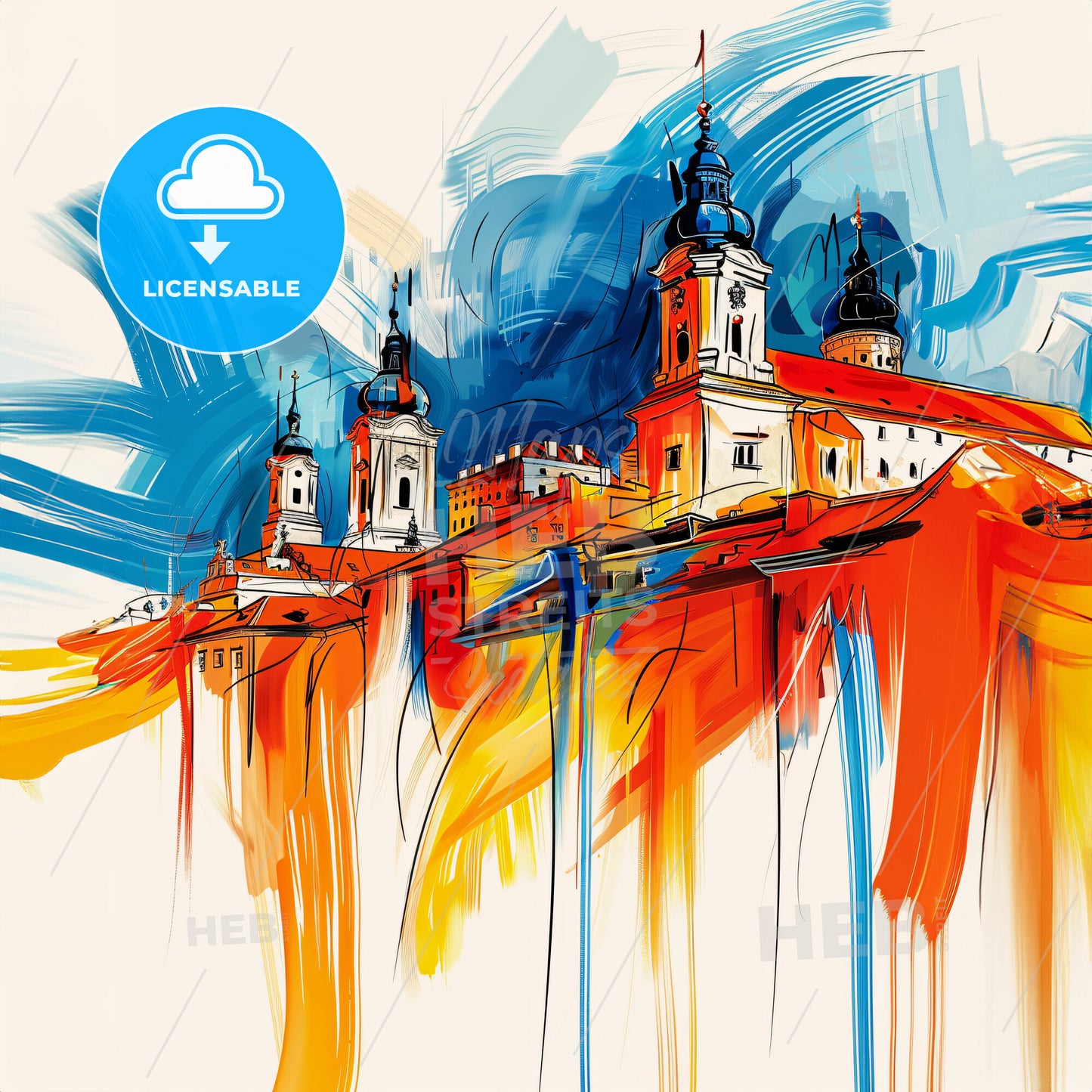 Vibrant Kraków, Poland - A Painting Of A Castle