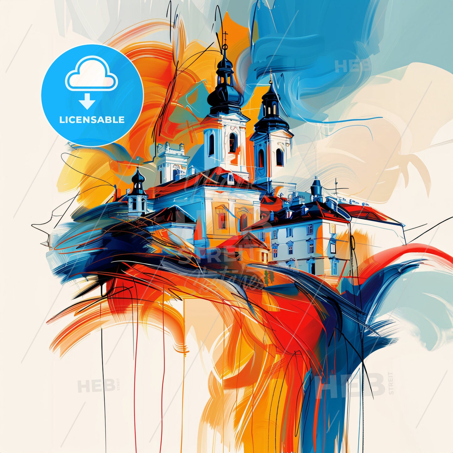 Vibrant Krems, Austria - A Painting Of A Building