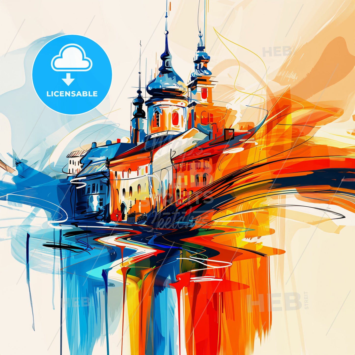 Vibrant Kristiansand, Norway - A Painting Of A Building