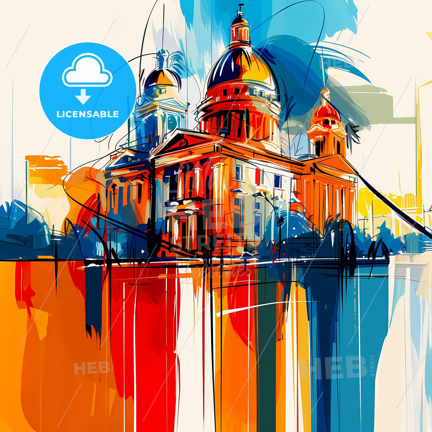 Vibrant Lansing, Michigan - A Painting Of A Building