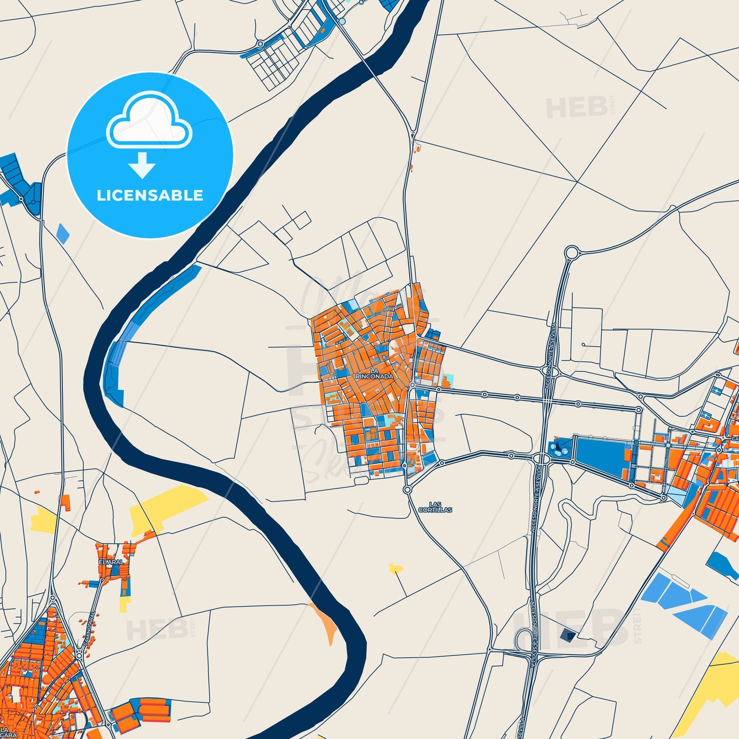Colorful La Rinconada Street Map with Labels and Buildings