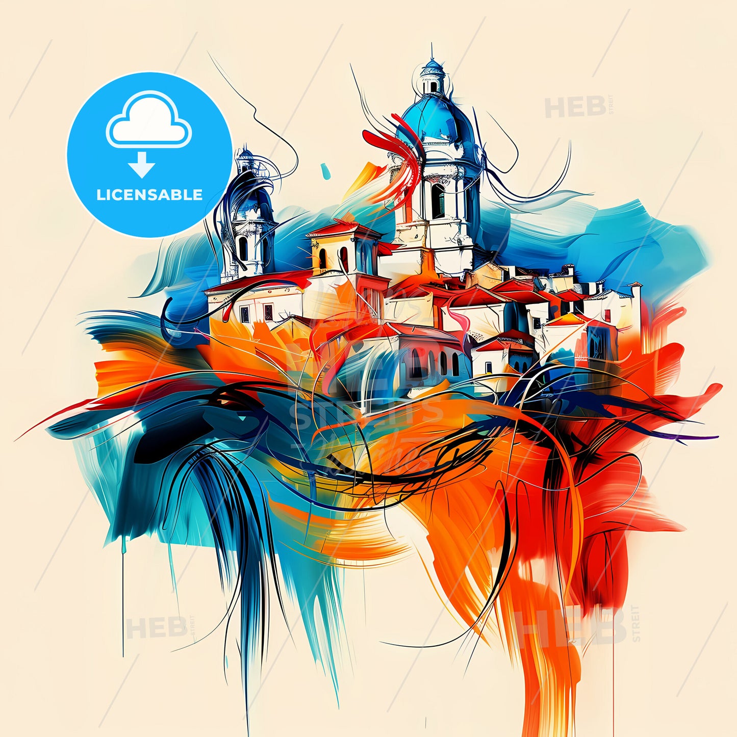 Vibrant Larnaca , Cyprus - A Painting Of A Building