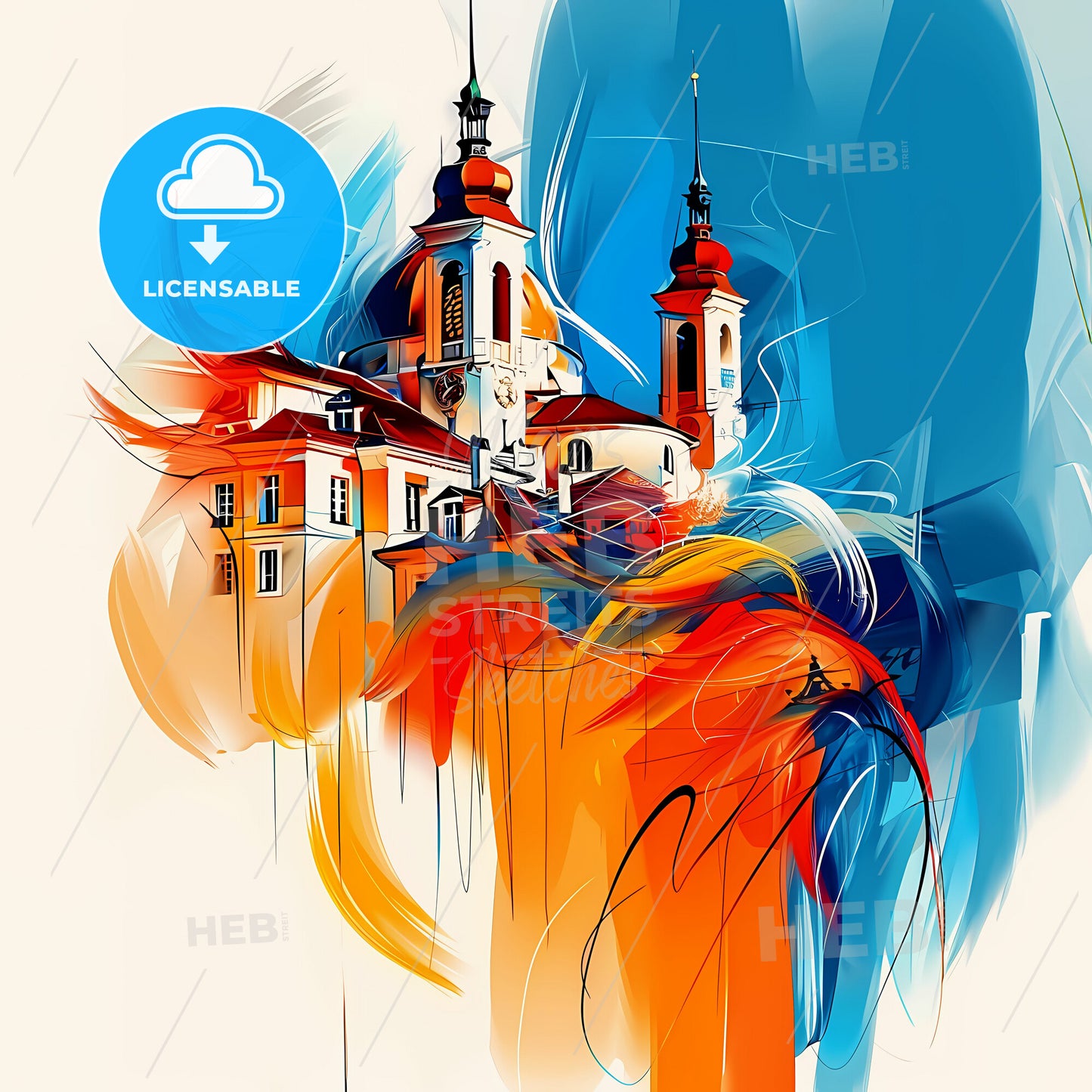 Vibrant Lausanne, Switzerland - A Painting Of A Building With Colorful Paint