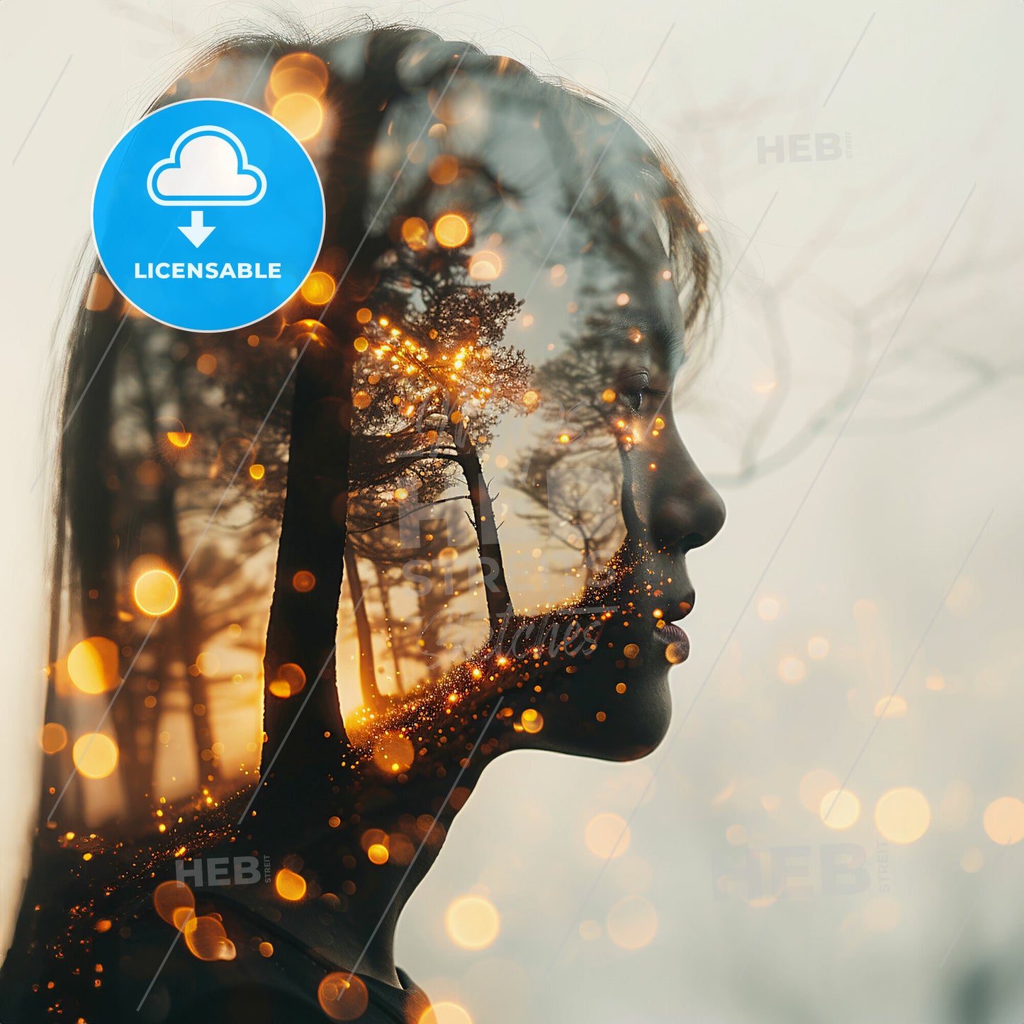 Layers of Meaning: Peeling Back Perception - A womans face with a tree in the background