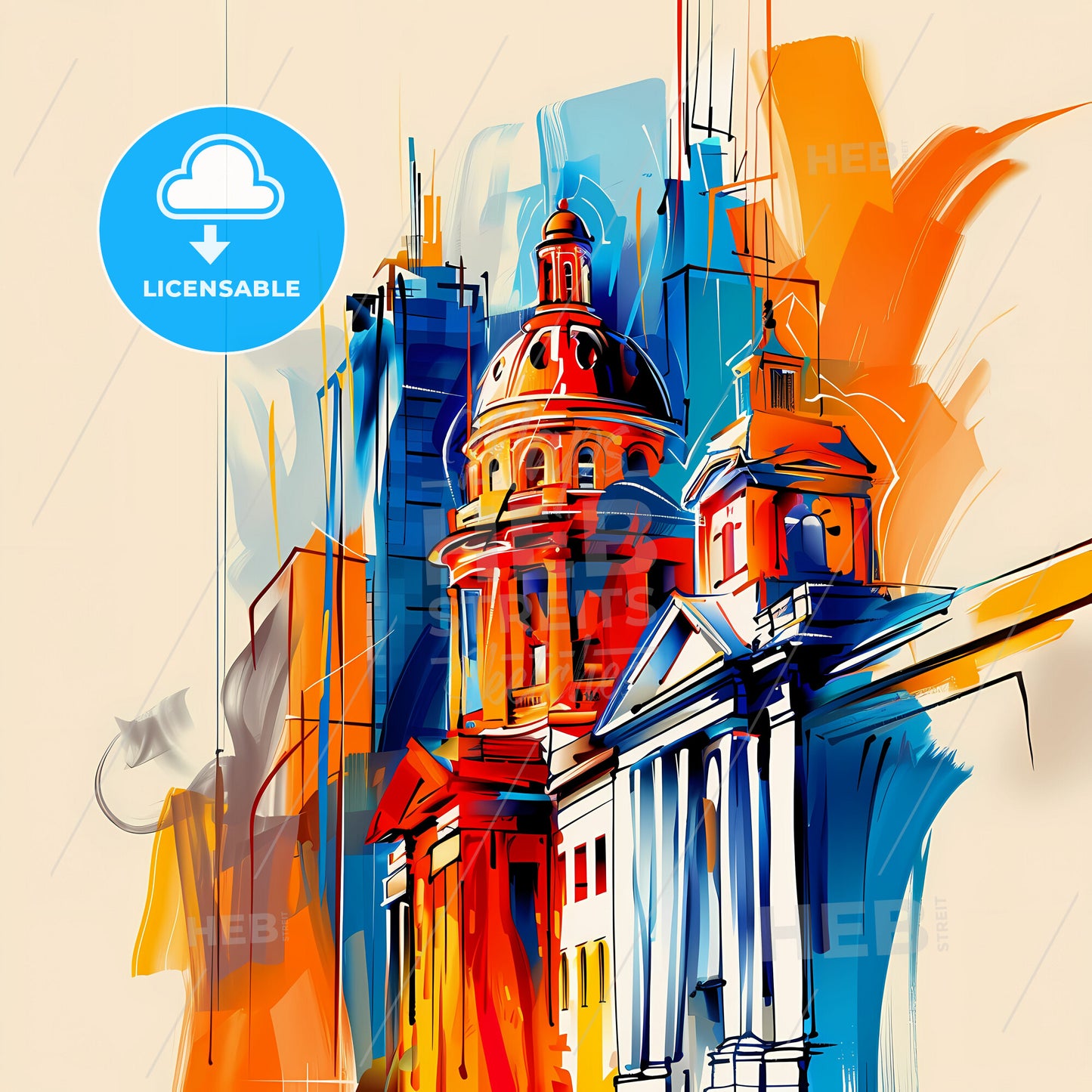 Vibrant League City, Texas - A Colorful Painting Of A Building