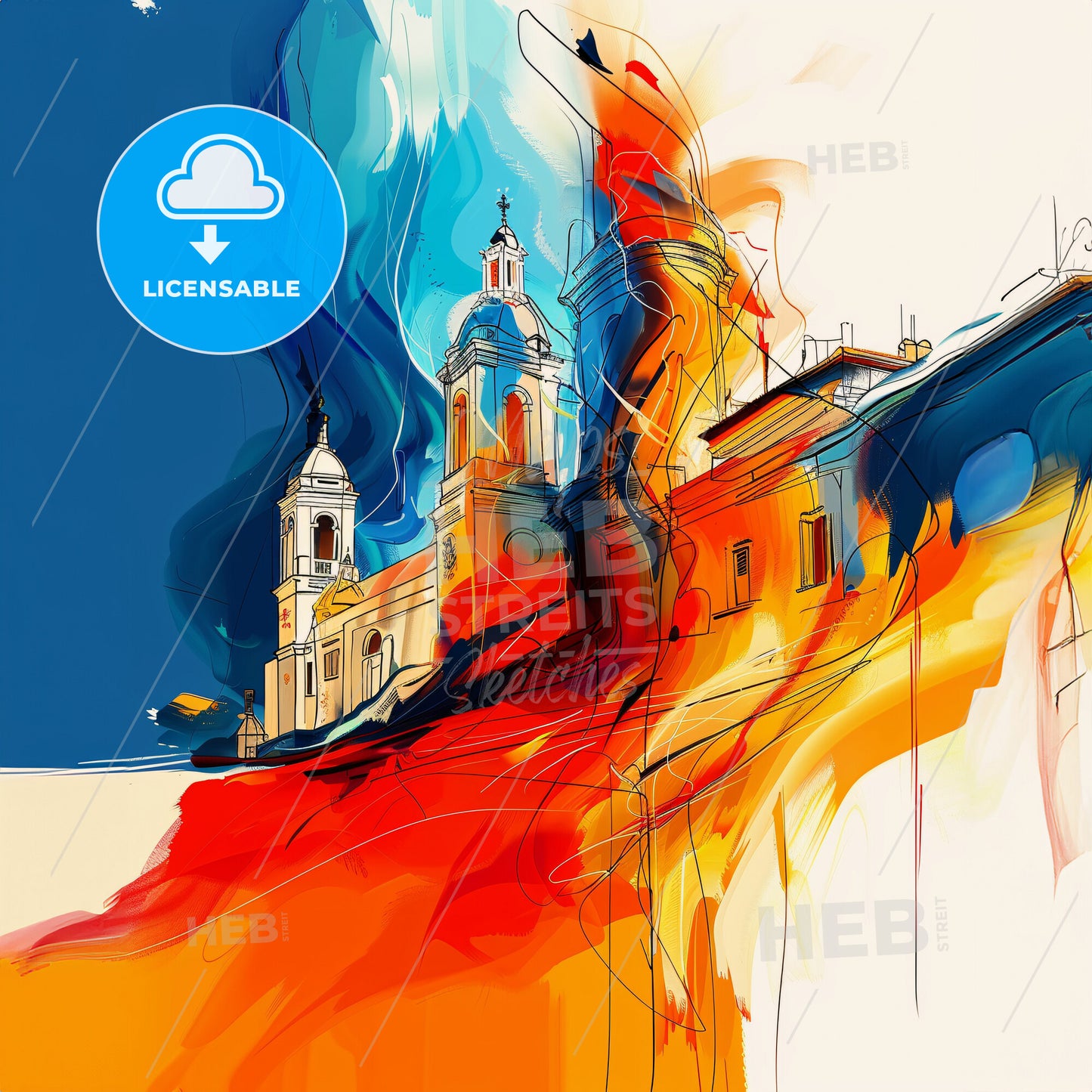 Vibrant Lecce, Italy - A Colorful Painting Of A Building