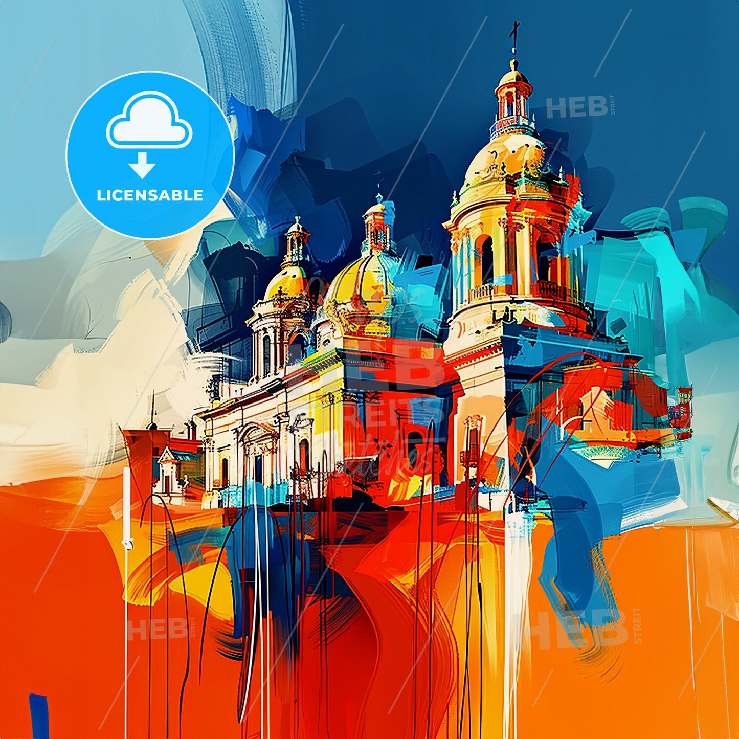 Vibrant León, Mexico - A Painting Of A Building With Domes
