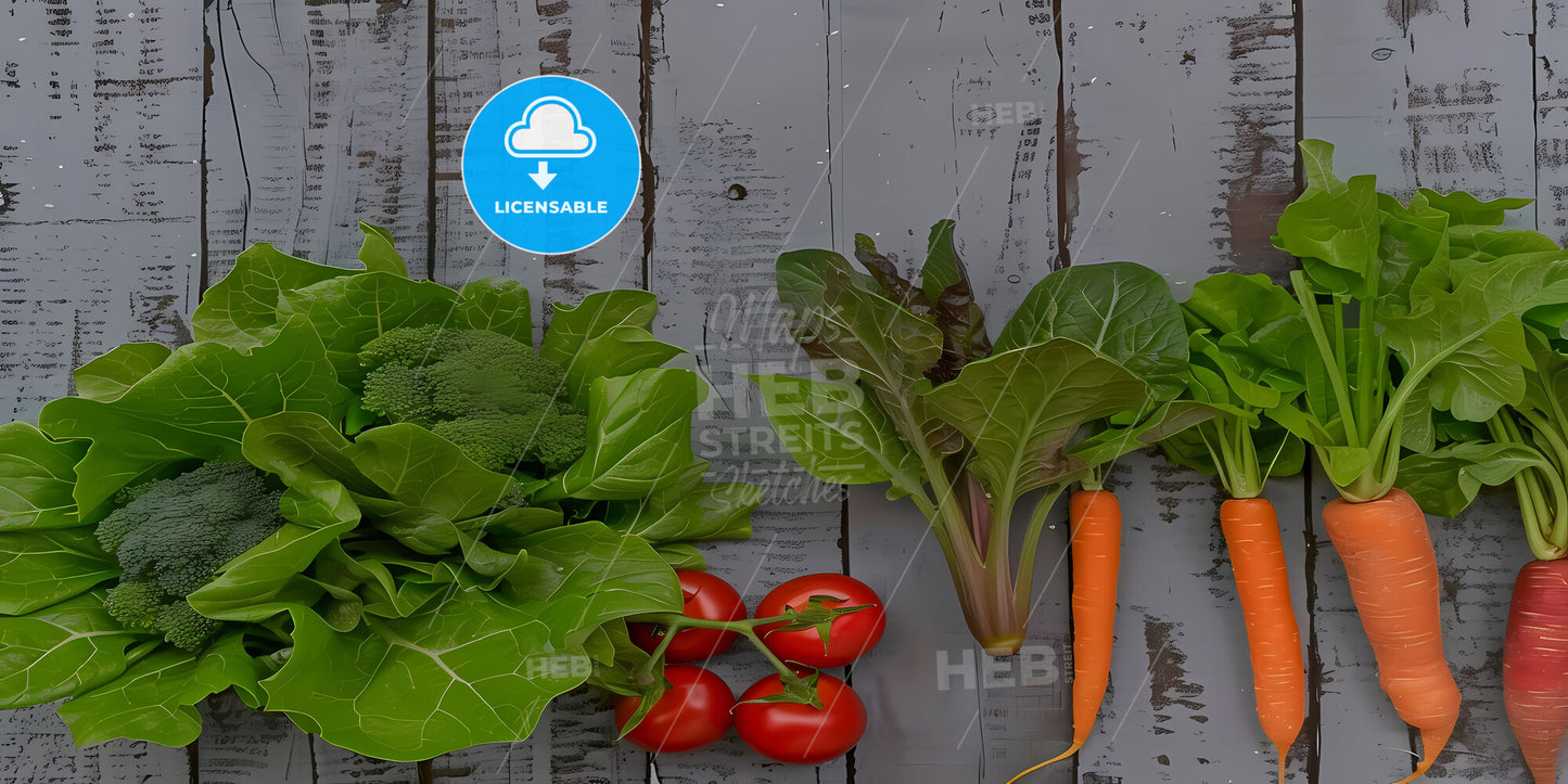 Colorful Painted Vegetables Header Copy Space Carrots Broccoli Tomatoes Lettuce