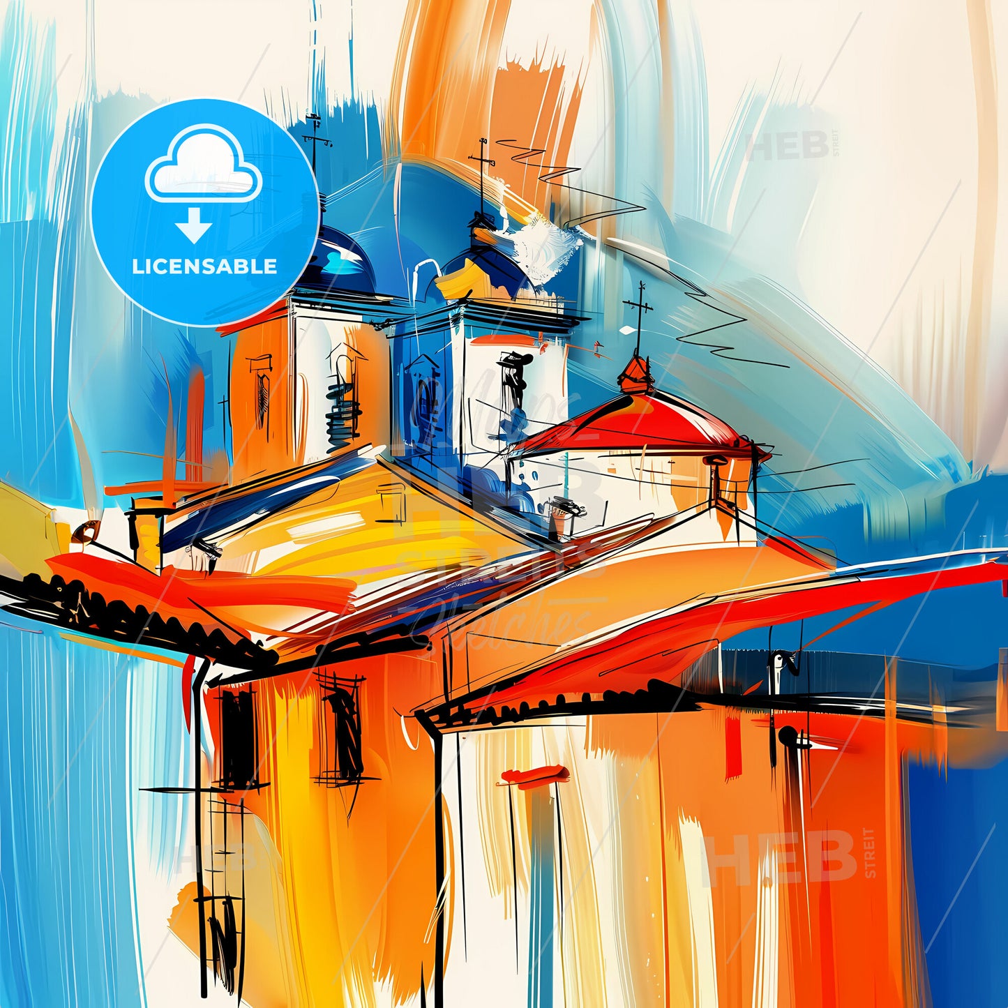 Vibrant Lewisville, Texas - A Painting Of A Building With A Roof