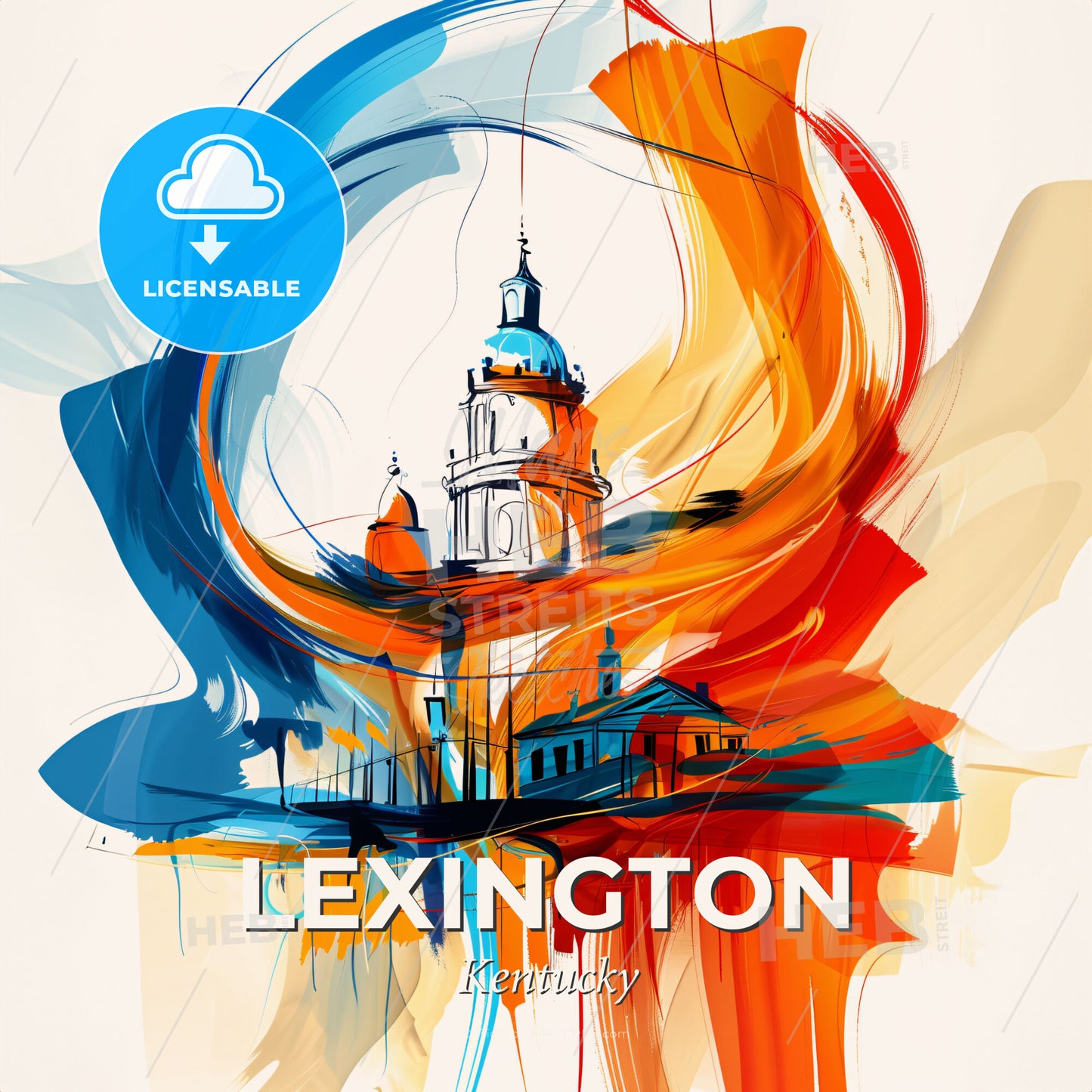 Vibrant Lexington, Kentucky - A Painting Of A Building - Square format print template